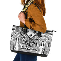 White Philippines Sun Star Leather Tote Bag Igorot Tribal Inspiration