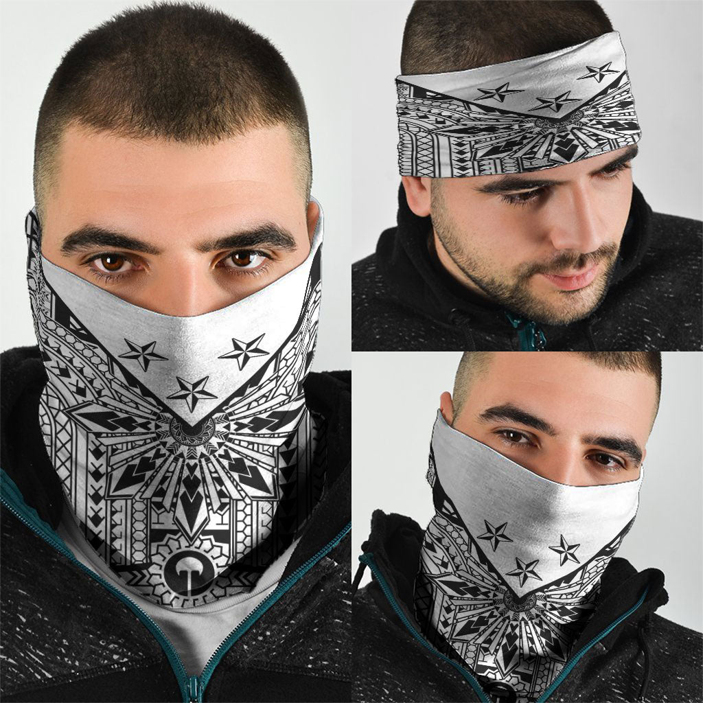 White Philippines Sun Star Neck Gaiter Igorot Tribal Inspiration