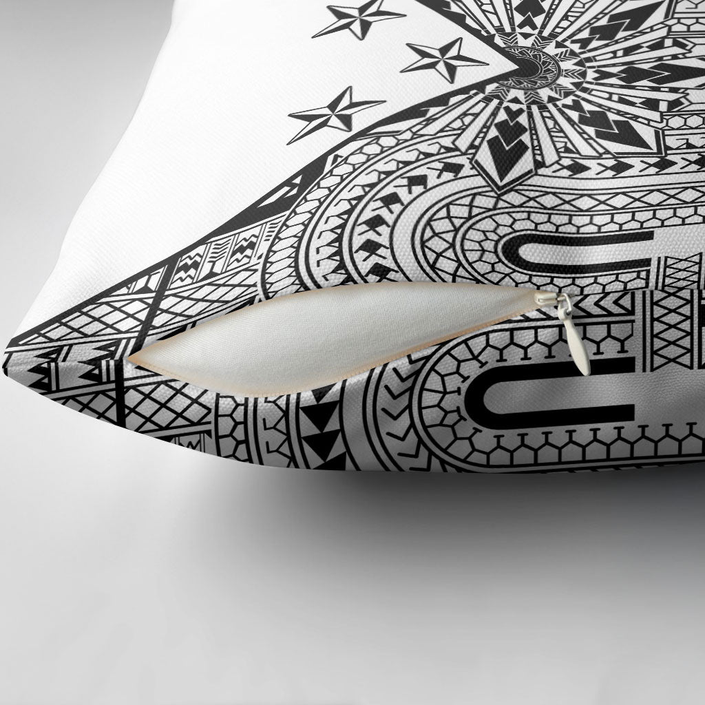 White Philippines Sun Star Pillow Cover Igorot Tribal Inspiration