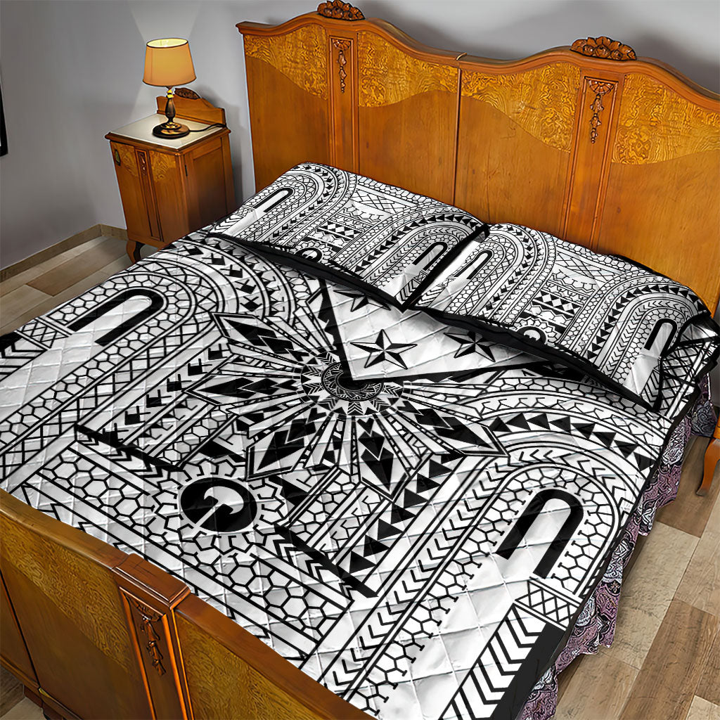 White Philippines Sun Star Quilt Bed Set Igorot Tribal Inspiration