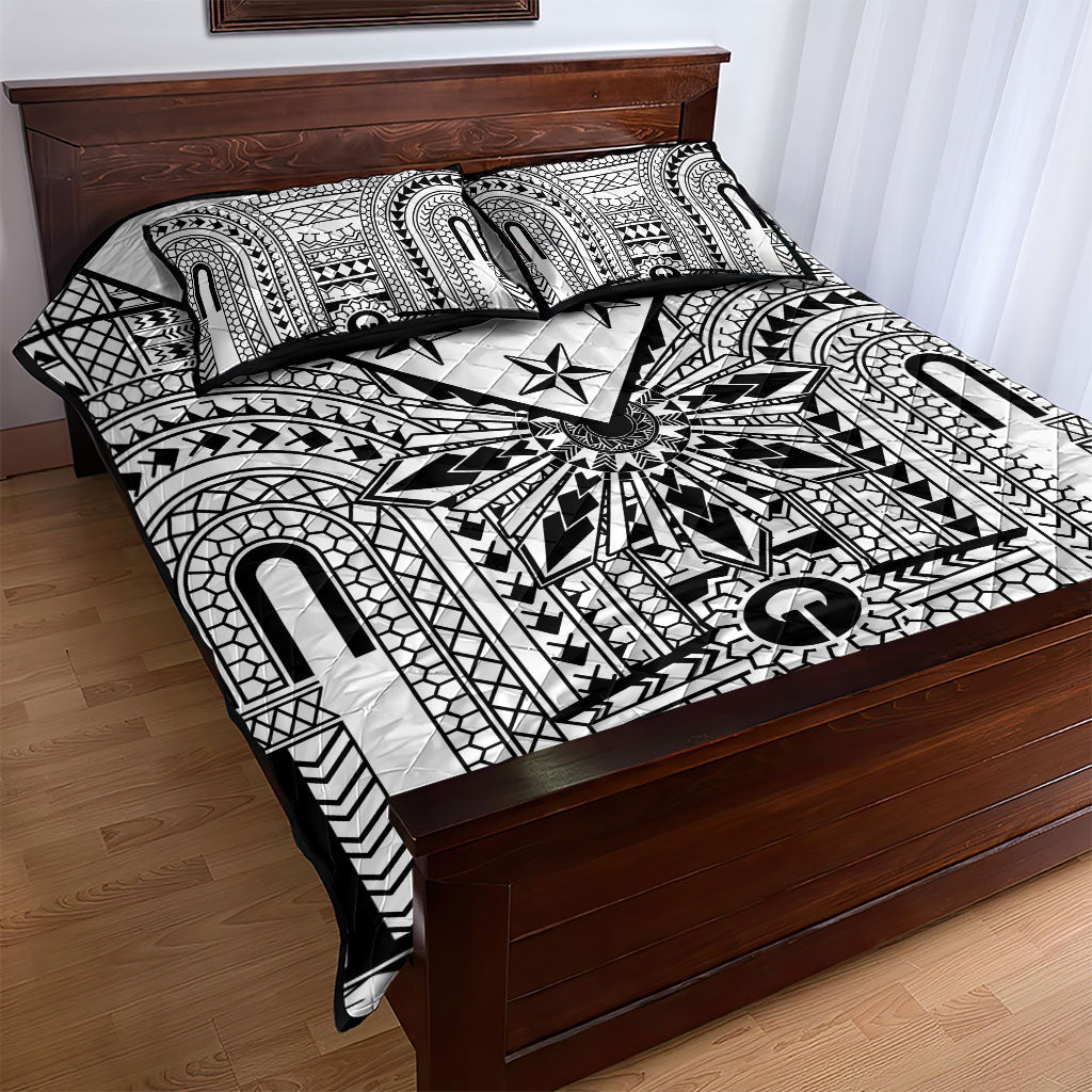 White Philippines Sun Star Quilt Bed Set Igorot Tribal Inspiration
