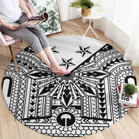 White Philippines Sun Star Round Carpet Igorot Tribal Inspiration