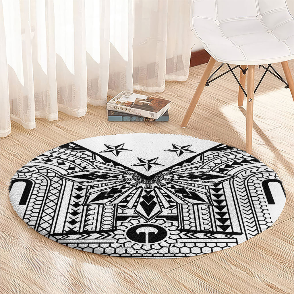 White Philippines Sun Star Round Carpet Igorot Tribal Inspiration