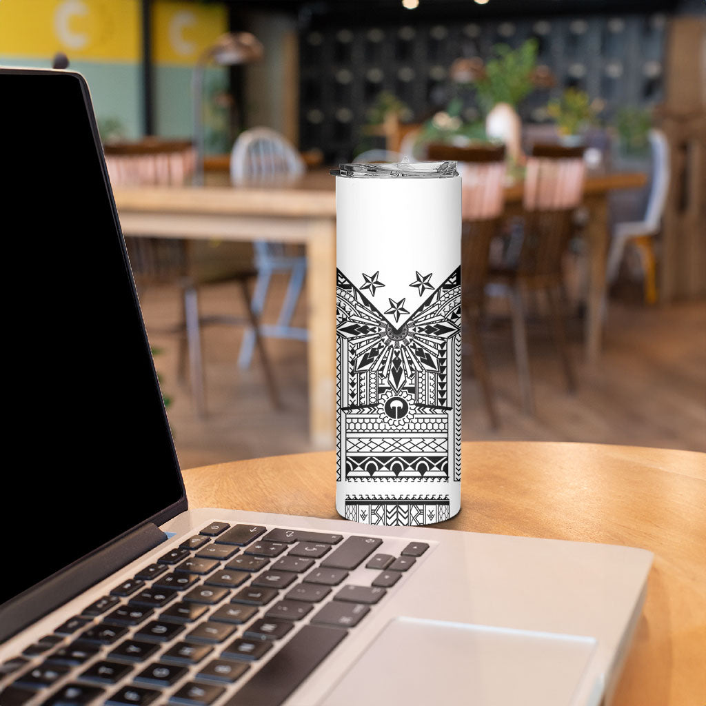 White Philippines Sun Star Skinny Tumbler Igorot Tribal Inspiration