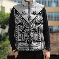 White Philippines Sun Star Sleeveless Puffer Jacket Igorot Tribal Inspiration