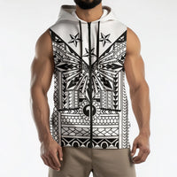 White Philippines Sun Star Sleeveless Zip Hoodie Igorot Tribal Inspiration LT05 - Polynesian Pride