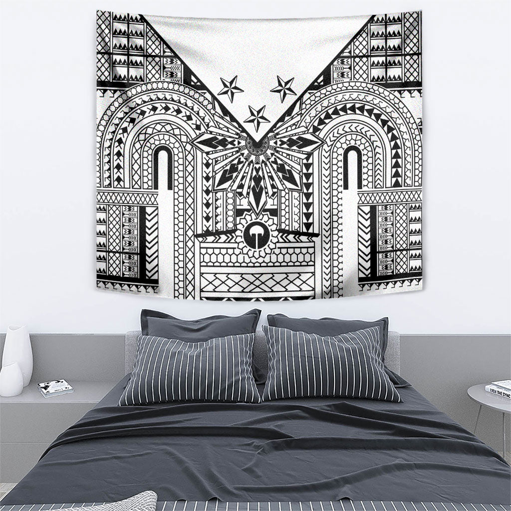 White Philippines Sun Star Tapestry Igorot Tribal Inspiration