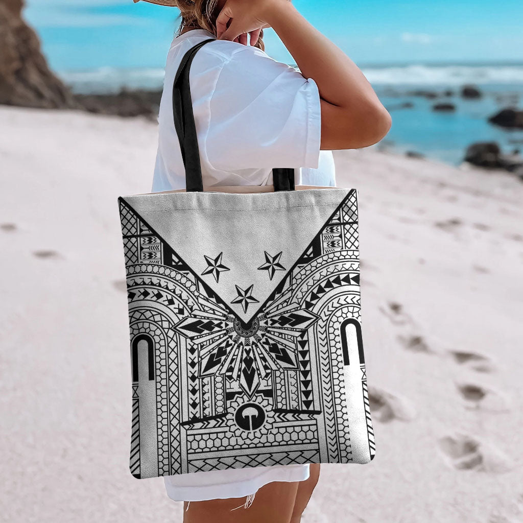 White Philippines Sun Star Tote Bag Igorot Tribal Inspiration