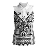 White Philippines Sun Star Women Sleeveless Polo Shirt Igorot Tribal Inspiration