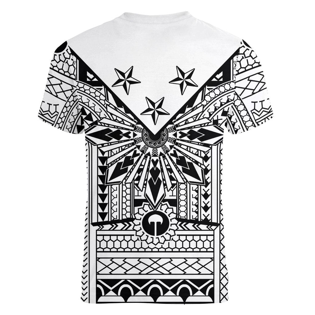 White Philippines Sun Star Women V-Neck T-Shirt Igorot Tribal Inspiration