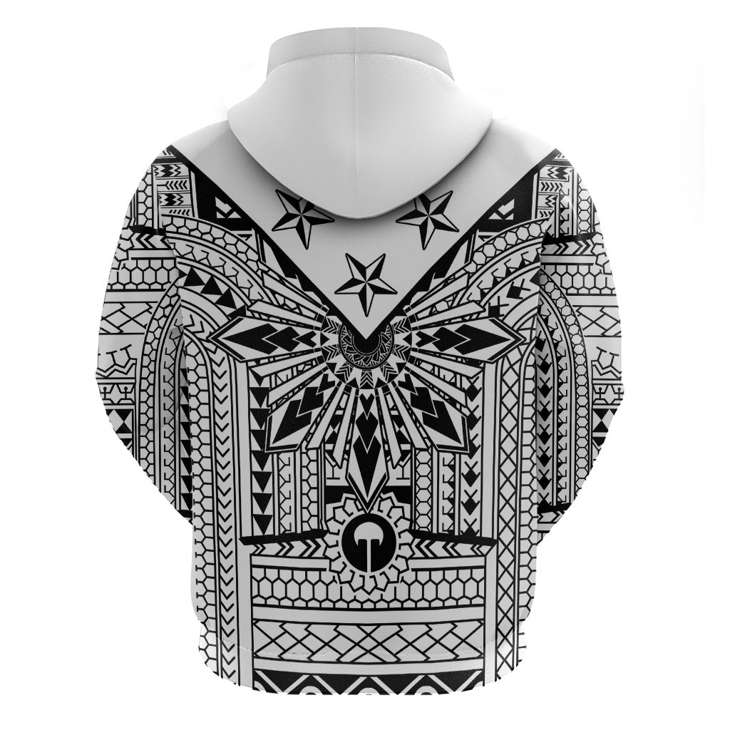 White Philippines Sun Star Zip Hoodie Igorot Tribal Inspiration