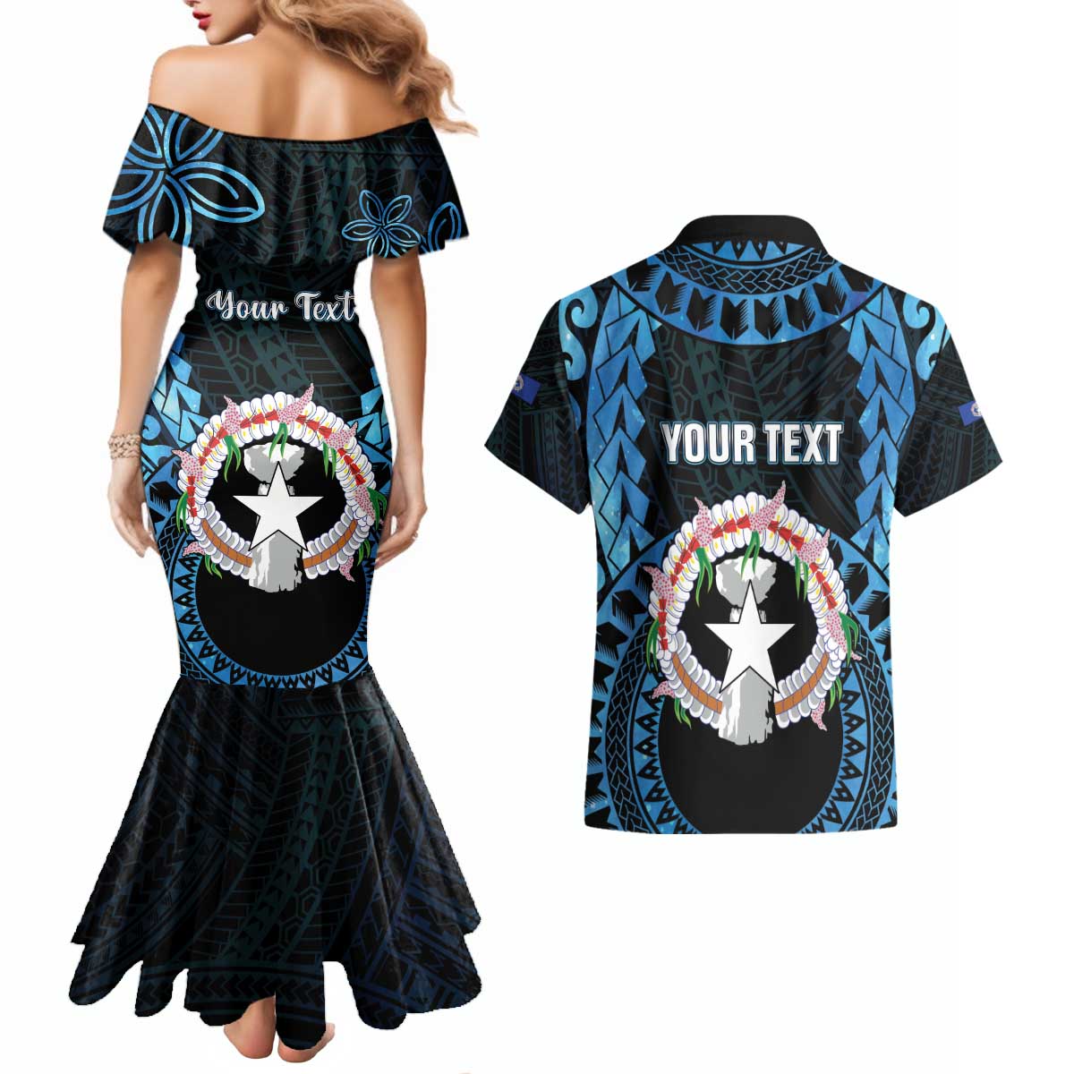 Personalized Northern Mariana Islands 78th Liberation Day Couples Matching Mermaid Dress and Hawaiian Shirt