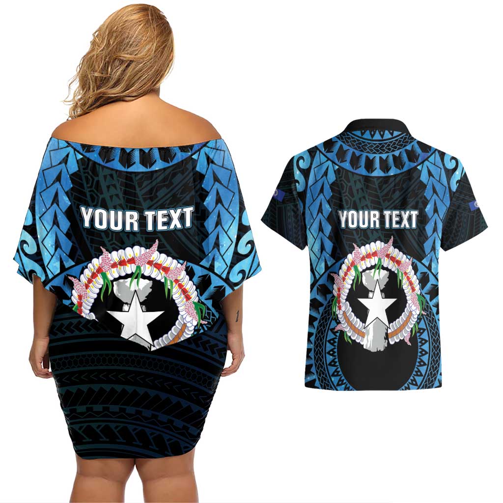 Personalized Northern Mariana Islands 78th Liberation Day Couples Matching Off Shoulder Short Dress and Hawaiian Shirt