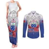 Custom Samoa Rugby 2024 Pacific Couples Matching Tank Maxi Dress and Long Sleeve Button Shirt Go Manu Samoa