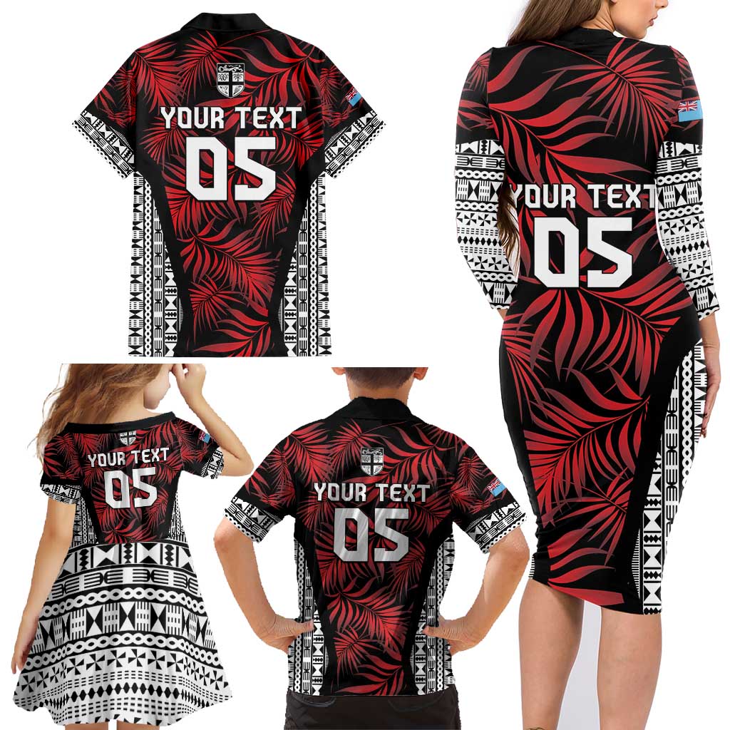 Custom Flying Fijians Rugby 2024 Pacific Family Matching Long Sleeve Bodycon Dress and Hawaiian Shirt Go Fiji