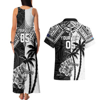 Custom New Zealand And Fiji Rugby 2024 Couples Matching Tank Maxi Dress and Hawaiian Shirt Maori Kiwi With Fijian Palm Tree