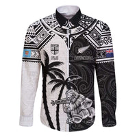 Custom New Zealand And Fiji Rugby 2024 Family Matching Puletasi and Hawaiian Shirt Maori Kiwi With Fijian Palm Tree