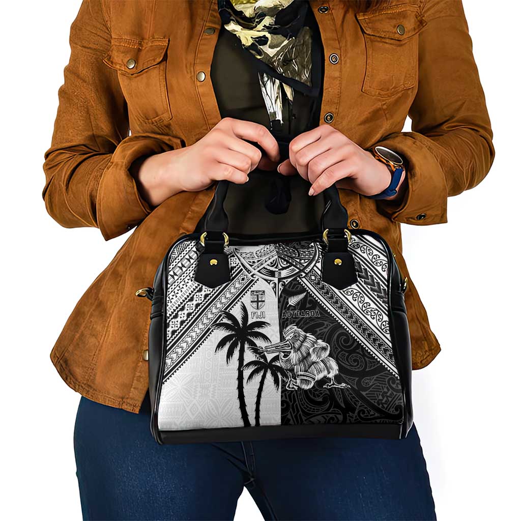 New Zealand And Fiji Rugby 2024 Shoulder Handbag Maori Kiwi With Fijian Palm Tree