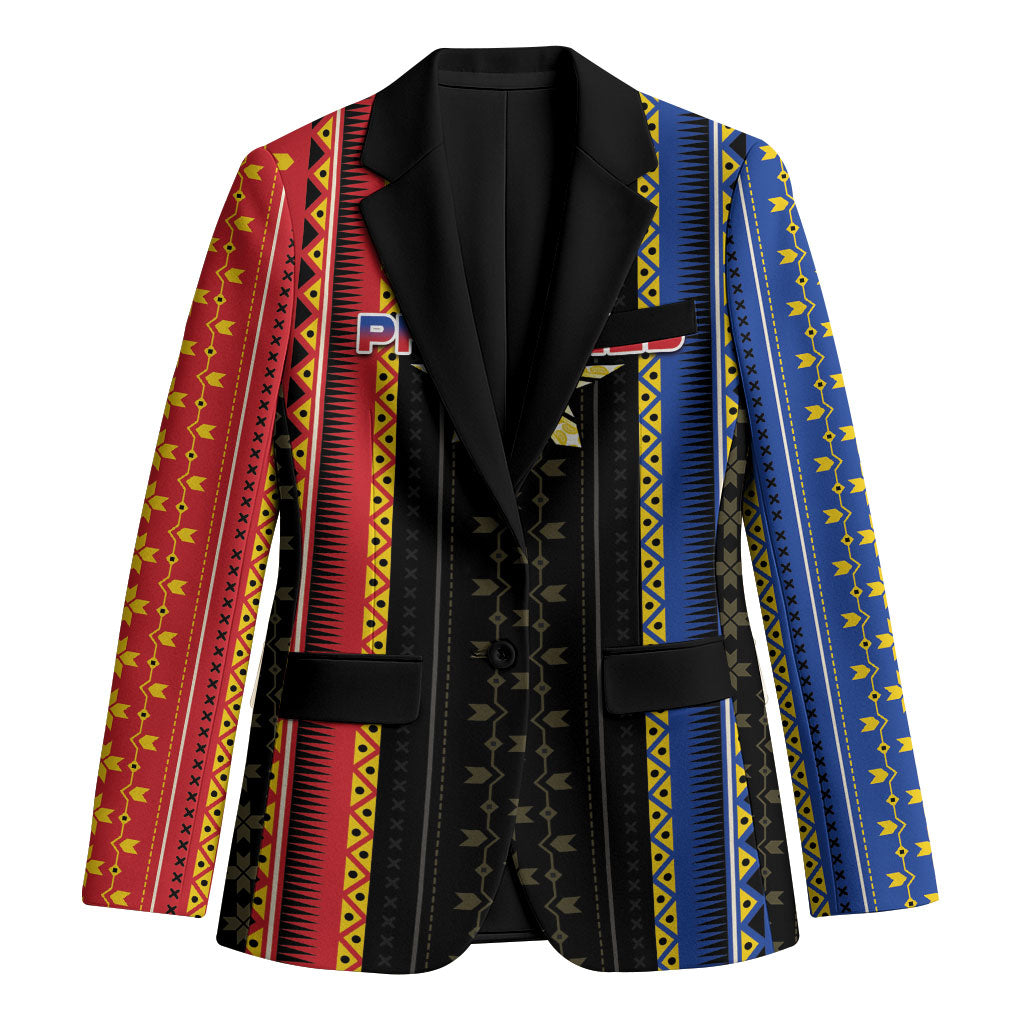 Personalised Philippines Filipinos Blazer Igorot Tribal Inspiration Pattern Style LT05 Unisex Black - Polynesian Pride