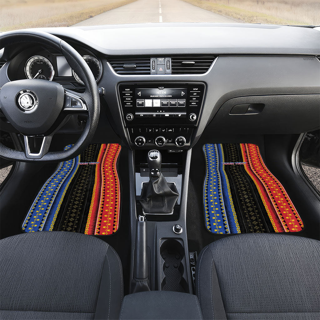 Personalised Philippines Filipinos Car Mats Igorot Tribal Inspiration Pattern Style LT05 Set 2pcs - Front Black - Polynesian Pride