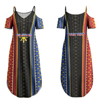 Personalised Philippines Filipinos Couples Matching Summer Maxi Dress and Long Sleeve Button Shirt Igorot Tribal Inspiration Pattern Style LT05 - Polynesian Pride