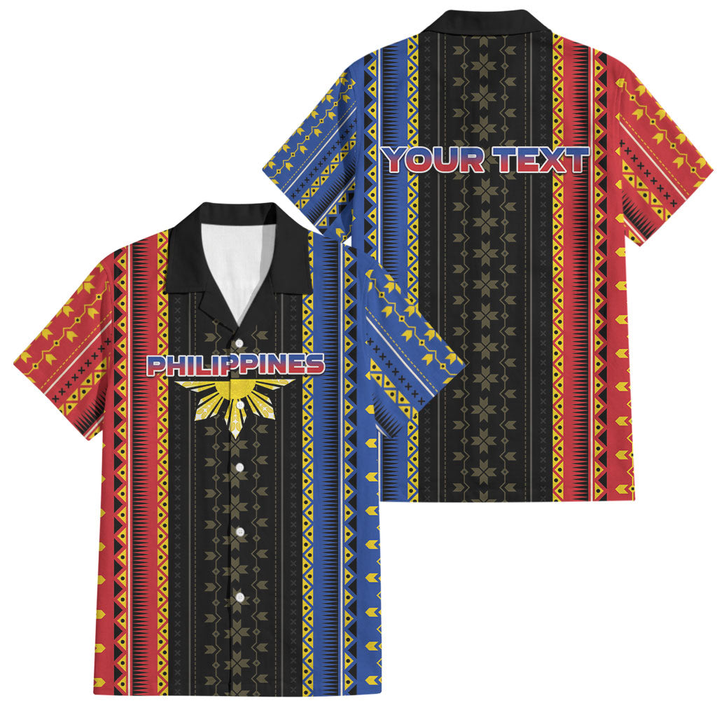 Personalised Philippines Filipinos Family Matching Puletasi and Hawaiian Shirt Igorot Tribal Inspiration Pattern Style LT05 Dad's Shirt - Short Sleeve Black - Polynesian Pride