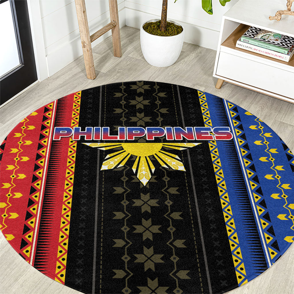 Philippines Filipinos Round Carpet Igorot Tribal Inspiration Pattern Style LT05 Black - Polynesian Pride