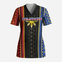 Personalised Philippines Filipinos Scrub Top Igorot Tribal Inspiration Pattern Style LT05 Adult Black - Polynesian Pride