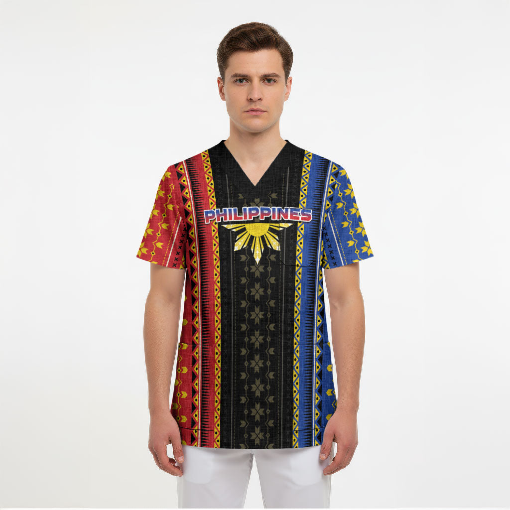 Personalised Philippines Filipinos Scrub Top Igorot Tribal Inspiration Pattern Style LT05 - Polynesian Pride