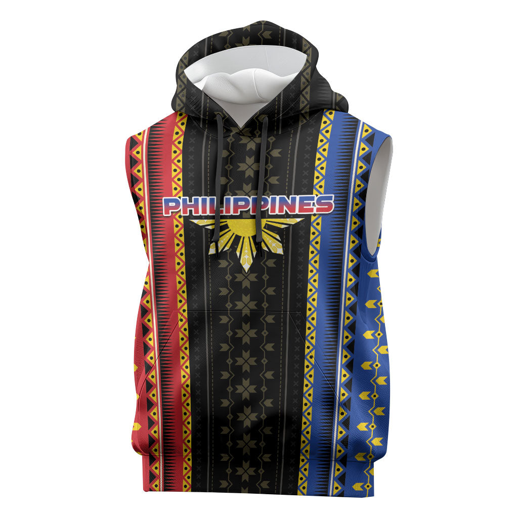 Personalised Philippines Filipinos Sleeveless Hoodie Igorot Tribal Inspiration Pattern Style LT05 Black - Polynesian Pride