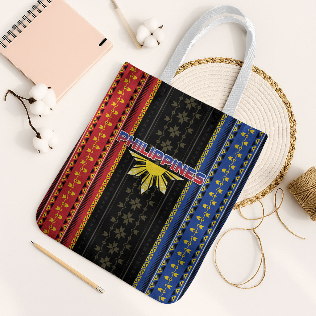 Philippines Filipinos Tote Bag Igorot Tribal Inspiration Pattern Style LT05 White Strap One Size Black - Polynesian Pride