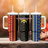 Philippines Filipinos Tumbler With Handle Igorot Tribal Inspiration Pattern Style LT05 - Polynesian Pride
