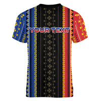 Personalised Philippines Filipinos Women V-Neck T-Shirt Igorot Tribal Inspiration Pattern Style LT05 - Polynesian Pride