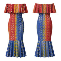 Philippines Sun Couples Matching Mermaid Dress and Long Sleeve Button Shirt Igorot Tribal Inspiration LT05 - Polynesian Pride