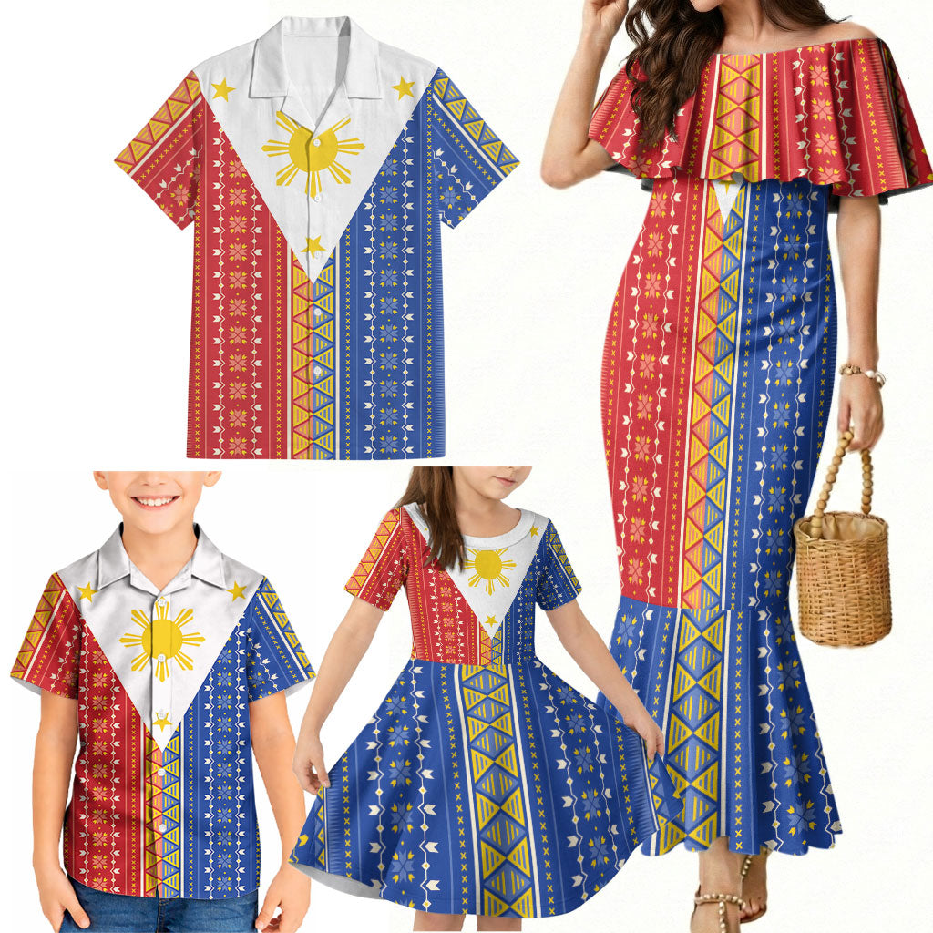 Philippines Sun Family Matching Mermaid Dress and Hawaiian Shirt Igorot Tribal Inspiration LT05 - Polynesian Pride