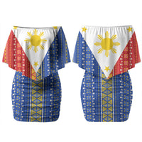 Philippines Sun Family Matching Off Shoulder Short Dress and Hawaiian Shirt Igorot Tribal Inspiration LT05 Mom's Dress Colorful - Polynesian Pride