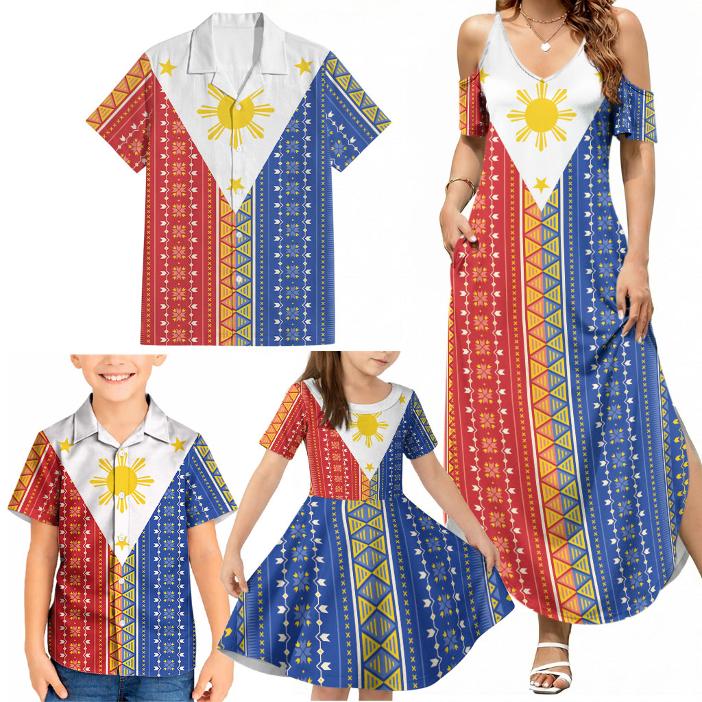 Philippines Sun Family Matching Summer Maxi Dress and Hawaiian Shirt Igorot Tribal Inspiration LT05 - Polynesian Pride