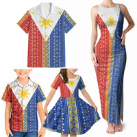 Philippines Sun Family Matching Tank Maxi Dress and Hawaiian Shirt Igorot Tribal Inspiration LT05 - Polynesian Pride