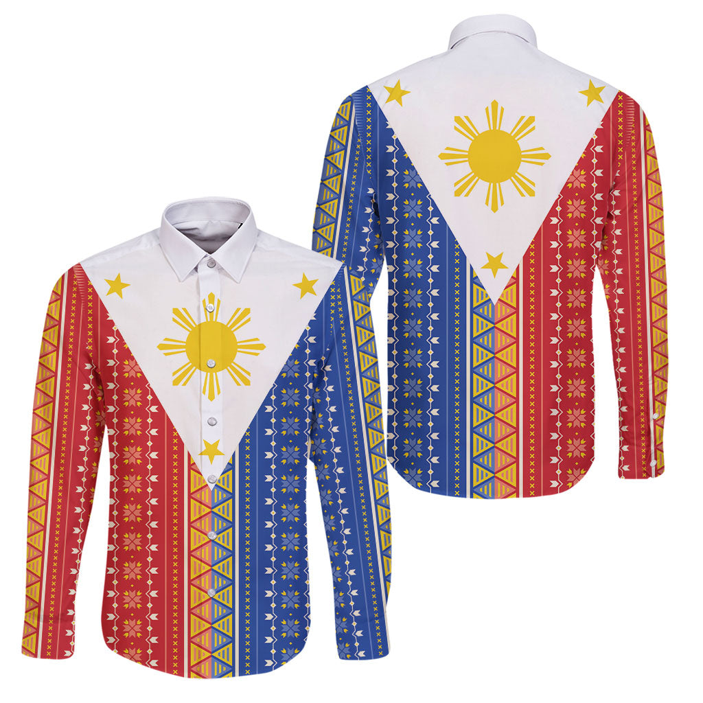 Philippines Sun Family Matching Tank Maxi Dress and Hawaiian Shirt Igorot Tribal Inspiration LT05 Dad's Shirt - Long Sleeve Colorful - Polynesian Pride