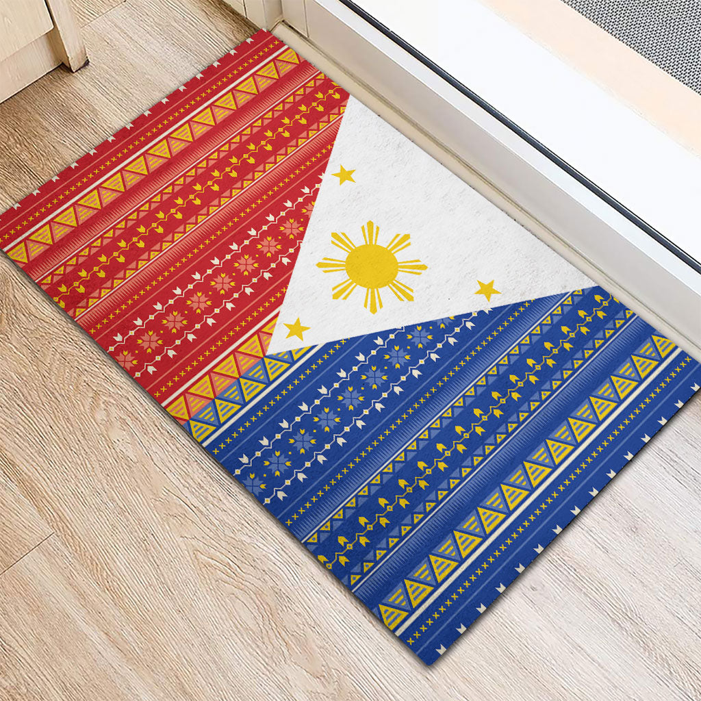 Philippines Sun Rubber Doormat Igorot Tribal Inspiration LT05 - Polynesian Pride