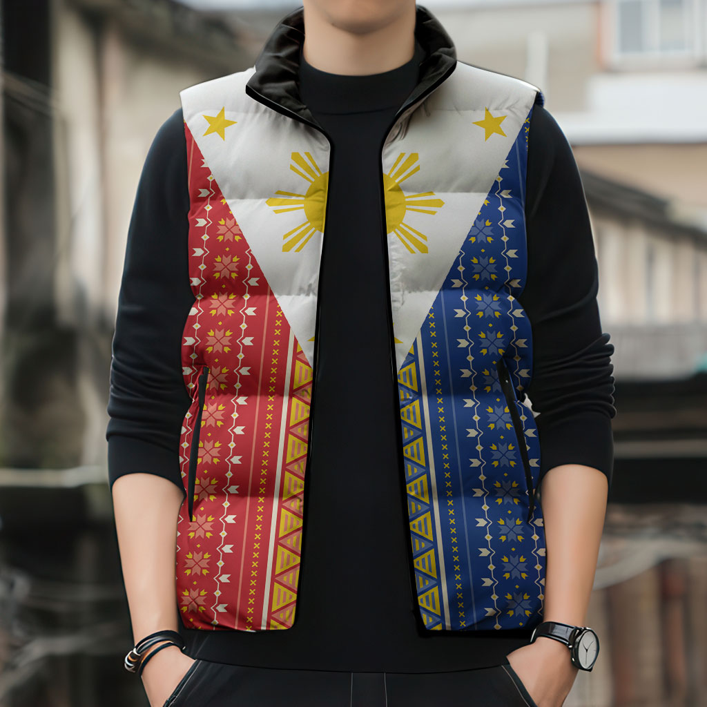 Philippines Sun Sleeveless Puffer Jacket Igorot Tribal Inspiration LT05 - Polynesian Pride