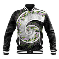 Piko Hawaii Baseball Jacket Polynesian Pattern With Maile Pikake Honohono Lei LT05 Unisex Black - Polynesian Pride