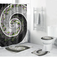Piko Hawaii Bathroom Set Polynesian Pattern With Maile Pikake Honohono Lei LT05 Bathroom Set (4 pcs) Black - Polynesian Pride