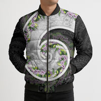 Piko Hawaii Bomber Puffer Jacket Polynesian Pattern With Maile Pikake Honohono Lei LT05 - Polynesian Pride