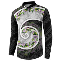 Piko Hawaii Button Sweatshirt Polynesian Pattern With Maile Pikake Honohono Lei LT05 - Polynesian Pride