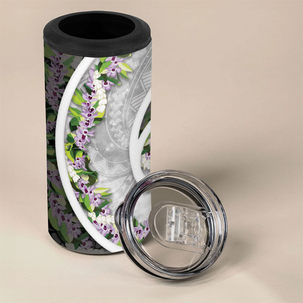 Piko Hawaii 4 in 1 Can Cooler Tumbler Polynesian Pattern With Maile Pikake Honohono Lei LT05 - Polynesian Pride