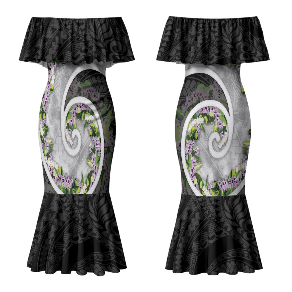 Piko Hawaii Couples Matching Mermaid Dress and Hawaiian Shirt Polynesian Pattern With Maile Pikake Honohono Lei LT05 - Polynesian Pride