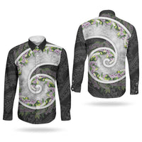 Piko Hawaii Couples Matching Puletasi and Long Sleeve Button Shirt Polynesian Pattern With Maile Pikake Honohono Lei LT05 - Polynesian Pride