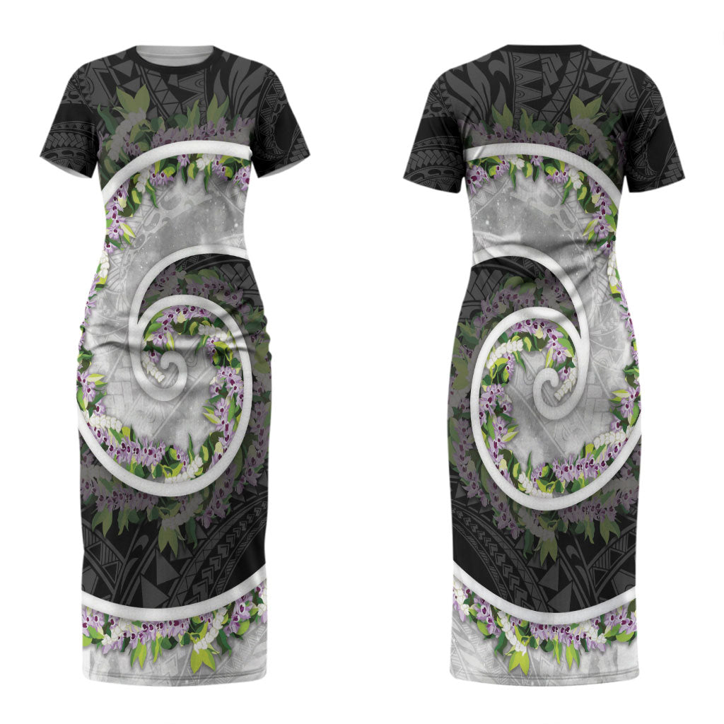 Piko Hawaii Couples Matching Short Sleeve Bodycon Dress and Hawaiian Shirt Polynesian Pattern With Maile Pikake Honohono Lei LT05 - Polynesian Pride
