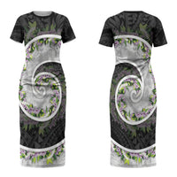 Piko Hawaii Couples Matching Short Sleeve Bodycon Dress and Long Sleeve Button Shirt Polynesian Pattern With Maile Pikake Honohono Lei LT05 - Polynesian Pride